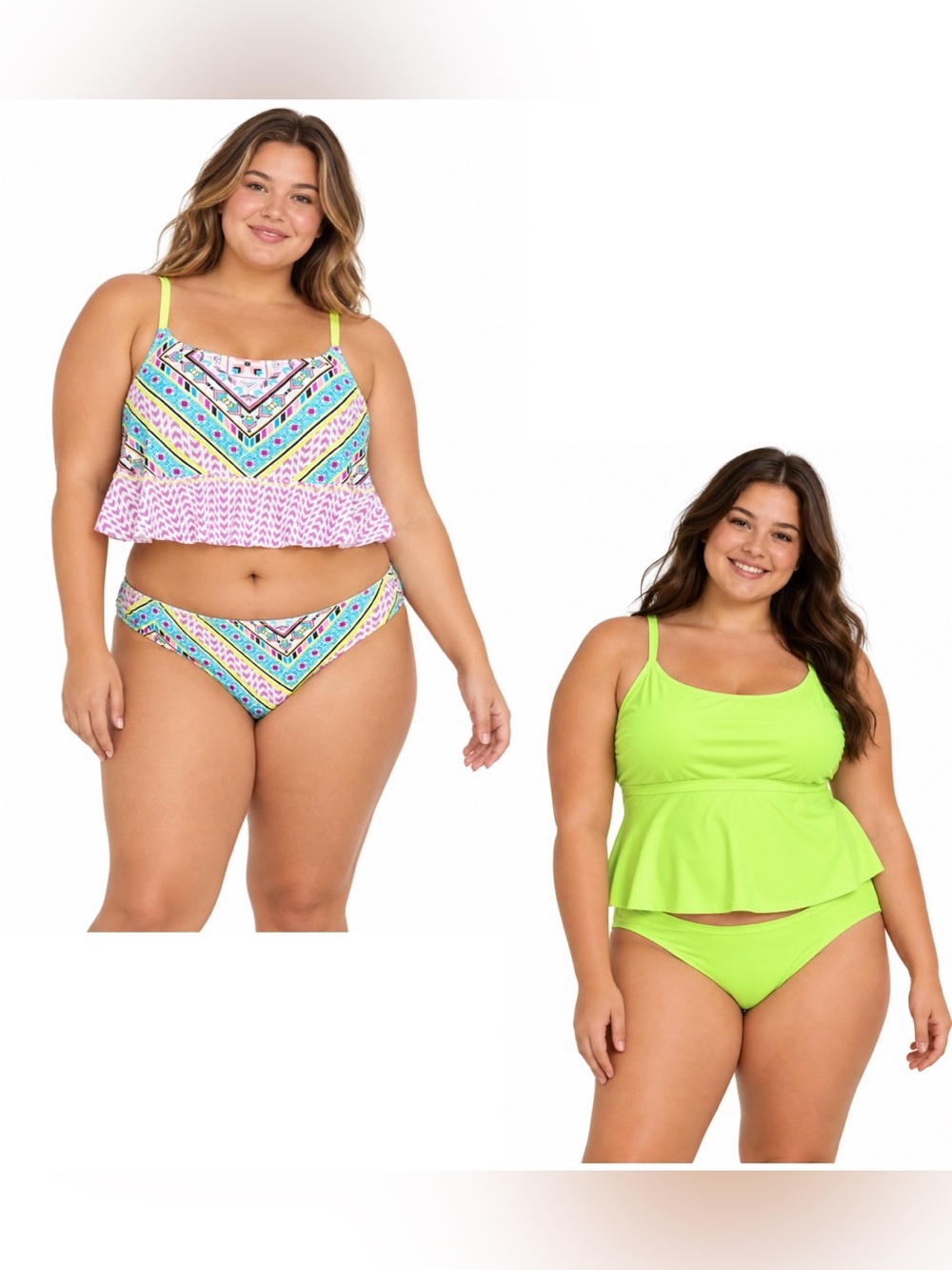 Justice girl youth 2 two piece reversible flounce tankini bathing swimsuit Sz 18